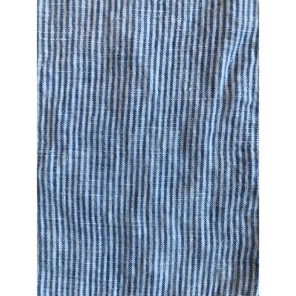 Quince Pants Large Linen Striped Cropped Pull On Stretch Straight Blue Beach - Picture 3 of 14